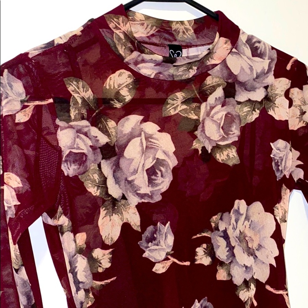 Floral Burgundy Dress - Picture 1 of 4